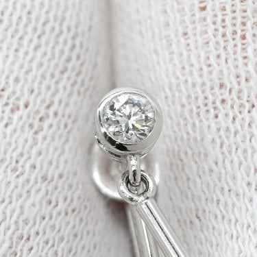 ミキモト MIKIMOTO あこやパール 3連 1Pダイヤ パールホワイト×ホワイトゴールド K14WG パール イヤリング MIKIMOTO 真珠 Au585 14K WG ねじ式 ドロップ スウィング