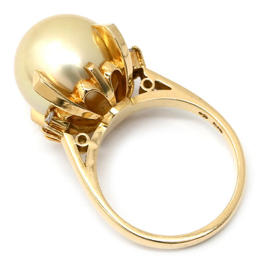 タサキ TASAKI 白蝶パール 12.8ｍｍ ダイヤモンド ゴールド×イエローゴールド K18YG パール ダイヤモンド リング 指輪 TASAKI 真珠 大粒 Au750 18K 18金 YG 11.5号