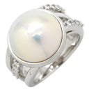 タサキ TASAKI マベパール ダイヤモンド パールホワイト×ホワイトゴールド K18WG パール ダイヤモンド リング 指輪 TASAKI 真珠 Au750 18K 大粒 ハーフパールシェイプ 11.5号