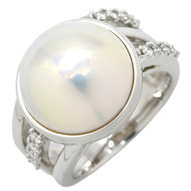 タサキ TASAKI マベパール ダイヤモンド パールホワイト×ホワイトゴールド K18WG パール ダイヤモンド リング 指輪 TASAKI 真珠 Au750 18K 大粒 ハーフパールシェイプ 11.5号