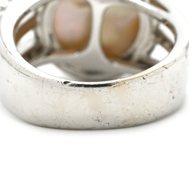 タサキ TASAKI マベパール ダイヤモンド パールホワイト×ホワイトゴールド K18WG パール ダイヤモンド リング 指輪 TASAKI 真珠 Au750 18K 大粒 ハーフパールシェイプ 11.5号