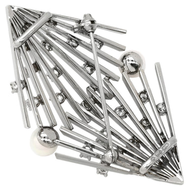 ミキモト MIKIMOTO あこやパール ダイヤ パールホワイト×ホワイトゴールド K14WG パール ダイヤモンド ブローチ MIKIMOTO 750 14K 14金 ネックレストップ