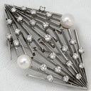 ミキモト MIKIMOTO あこやパール ダイヤ パールホワイト×ホワイトゴールド K14WG パール ダイヤモンド ブローチ MIKIMOTO 750 14K 14金 ネックレストップ