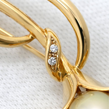 タサキ TASAKI あこやパール フラワーモチーフ ホワイトゴールド×レッド×ピンクゴールド K18YG パール ダイヤモンド ブローチ 植物 18K 真珠 白蝶 ラウンドシェイプ ペンダントトップ