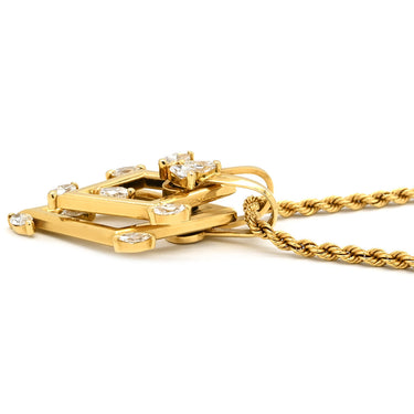 ウォルサム WALTHAM スウィング ダイヤ デザインペンダント ホワイトゴールド K18YG ダイヤモンド ネックレス 18K 750 YG ダイヤ スイング ひし形