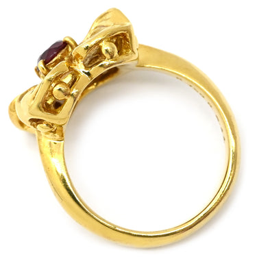 ケンゾー KENZO ルビー フラワーモチーフ レッド×イエローゴールド K18YG ルビー リング 指輪 T＆Co. 18K 750 YG 花 赤 ラウンドミックスカット 10号