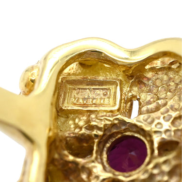 ケンゾー KENZO ルビー フラワーモチーフ レッド×イエローゴールド K18YG ルビー リング 指輪 T＆Co. 18K 750 YG 花 赤 ラウンドミックスカット 10号