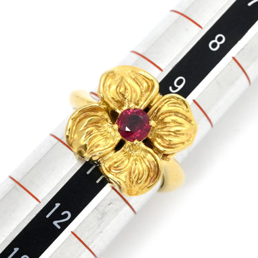 ケンゾー KENZO ルビー フラワーモチーフ レッド×イエローゴールド K18YG ルビー リング 指輪 T＆Co. 18K 750 YG 花 赤 ラウンドミックスカット 10号