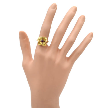 ケンゾー KENZO ルビー フラワーモチーフ レッド×イエローゴールド K18YG ルビー リング 指輪 T＆Co. 18K 750 YG 花 赤 ラウンドミックスカット 10号