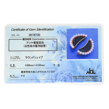 タサキ TASAKI 三日月モチーフ パール イヤリング パールホワイト×ブラック×イエローゴールド K18YG パール 色石 イヤリング 白 黒 真珠 シェル 色石 クリップ 18K 750 YG ムーン