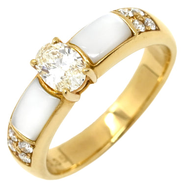 タサキ TASAKI ダイヤ シェル デザインリング ホワイト×イエローゴールド K18YG ダイヤモンド パール リング 指輪 TASAKI Au750 18K 18金 オーバルブリリアントカット 10.5号