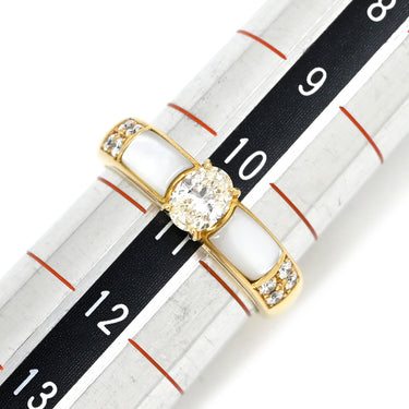 タサキ TASAKI ダイヤ シェル デザインリング ホワイト×イエローゴールド K18YG ダイヤモンド パール リング 指輪 TASAKI Au750 18K 18金 オーバルブリリアントカット 10.5号