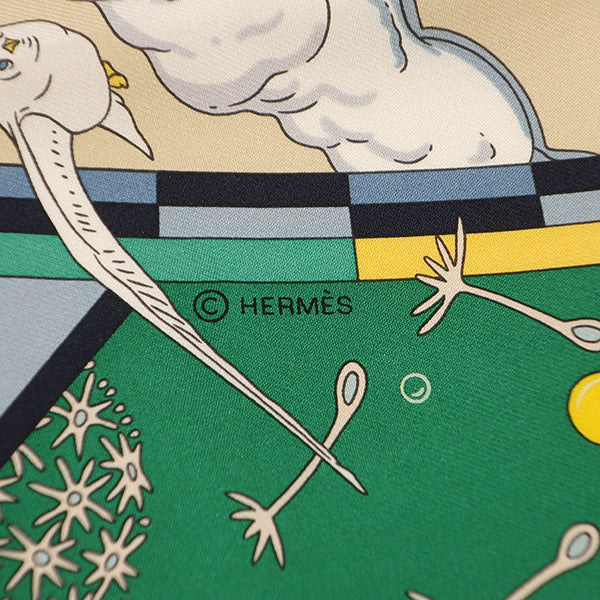 エルメス HERMES カレ90 CARRE エメラルド×ブルージーン シルク