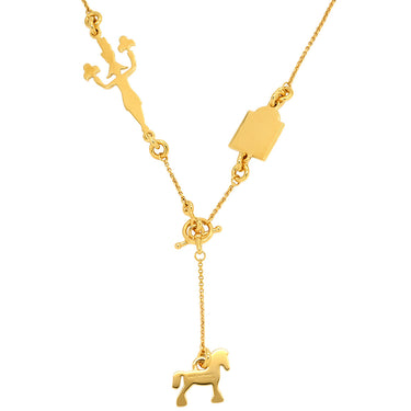 エルメス HERMES シュバル グランド パラード マルチカラー×ゴールド GP ネックレス ネイビー 白 3モチーフ ドロップ スイング