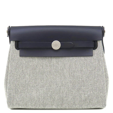エルメス HERMES エールバッグジップ ミニ ルトゥルネ ネイビー×エクリュ トワルアッシュ ヴァッシュハンター ショルダーバッグ シルバー金具 2025年製