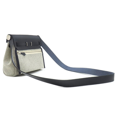 エルメス HERMES エールバッグジップ ミニ ルトゥルネ ネイビー×エクリュ トワルアッシュ ヴァッシュハンター ショルダーバッグ シルバー金具 2025年製