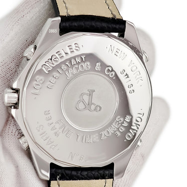 腕時計 ジェイコブ JACOB&CO 5タイムゾーン 47mm スカル JC-SKULLD クオーツ メンズ 純正全面ダイヤ GMT 骸骨 ドクロ