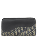 クリスチャン・ディオール Christian Dior Saddle ロングジップウォレット 2ADBC315YKS_H05E ベージュ×ブラック コットン レザー テクニカルファブリック 長財布 ガンメタル金具 小銭入れ ジャガード