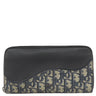 クリスチャン・ディオール Christian Dior Saddle ロングジップウォレット 2ADBC315YKS_H05E ベージュ×ブラック コットン レザー テクニカルファブリック 長財布 ガンメタル金具 小銭入れ ジャガード