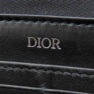 クリスチャン・ディオール Christian Dior Saddle ロングジップウォレット 2ADBC315YKS_H05E ベージュ×ブラック コットン レザー テクニカルファブリック 長財布 ガンメタル金具 小銭入れ ジャガード