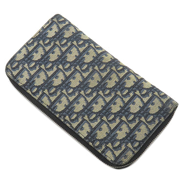 クリスチャン・ディオール Christian Dior Saddle ロングジップウォレット 2ADBC315YKS_H05E ベージュ×ブラック コットン レザー テクニカルファブリック 長財布 ガンメタル金具 小銭入れ ジャガード