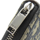 クリスチャン・ディオール Christian Dior Saddle ロングジップウォレット 2ADBC315YKS_H05E ベージュ×ブラック コットン レザー テクニカルファブリック 長財布 ガンメタル金具 小銭入れ ジャガード