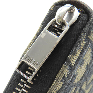 クリスチャン・ディオール Christian Dior Saddle ロングジップウォレット 2ADBC315YKS_H05E ベージュ×ブラック コットン レザー テクニカルファブリック 長財布 ガンメタル金具 小銭入れ ジャガード