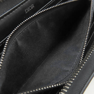 クリスチャン・ディオール Christian Dior Saddle ロングジップウォレット 2ADBC315YKS_H05E ベージュ×ブラック コットン レザー テクニカルファブリック 長財布 ガンメタル金具 小銭入れ ジャガード