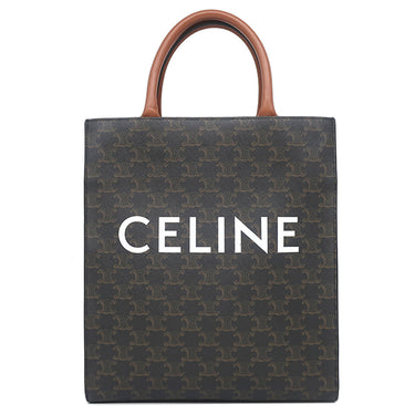 セリーヌ CELINE スモール バーティカル カバ タン レザー トリオンフキャンバス 2WAYバッグ ゴールド金具 茶 ロゴ トリオンフ トート