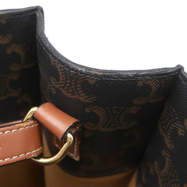セリーヌ CELINE スモール バーティカル カバ タン レザー トリオンフキャンバス 2WAYバッグ ゴールド金具 茶 ロゴ トリオンフ トート
