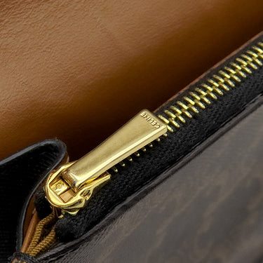 セリーヌ CELINE ストラップ デュオウオレット S-SD-0241 タン カーフ トリオンフキャンバス 2WAYバッグ ゴールド金具 茶 Wフラップ ショルダー クラッチ