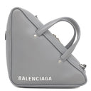 バレンシアガ BALENCIAGA トライアングル ダッフル S グレー レザー 2WAYバッグ シルバー金具 三角形 ハンドバッグ ショルダー