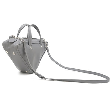 バレンシアガ BALENCIAGA トライアングル ダッフル S グレー レザー 2WAYバッグ シルバー金具 三角形 ハンドバッグ ショルダー
