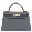 エルメス HERMES ミニケリードゥ 外縫い グリミスティ×ブラック×アルザン ヴォーエプソン 2WAYバッグ シャンパンゴールド金具 ショルダー トリコロール