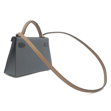エルメス HERMES ミニケリードゥ 外縫い グリミスティ×ブラック×アルザン ヴォーエプソン 2WAYバッグ シャンパンゴールド金具 ショルダー トリコロール