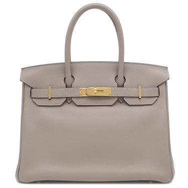 エルメス HERMES バーキン30 グリアスファルト レザー トリヨンノビーヨ ハンドバッグ ゴールド金具 グレージュ リカラー有