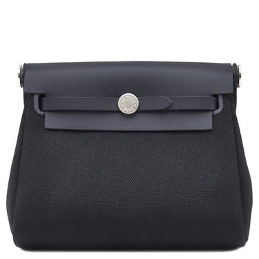 エルメス HERMES エールバッグジップ ミニ ルトゥルネ ブルーインディゴ×ブラック キャンバス トワルミリタリー ヴァッシュハンター ショルダーバッグ シルバー金具 新品 未使用 2025年製