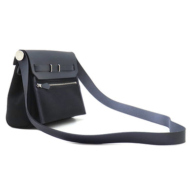 エルメス HERMES エールバッグジップ ミニ ルトゥルネ ブルーインディゴ×ブラック キャンバス トワルミリタリー ヴァッシュハンター ショルダーバッグ シルバー金具 新品 未使用 2025年製