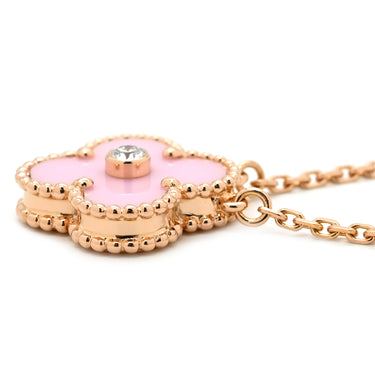 ヴァンクリーフアーペル Van Cleef & Arpels ヴィンテージ アルハンブラ ピンクXローズゴールド K18PG ダイヤモンド セーブル ネックレス PG金具 2015年ホリデー限定 セーブル 1Pダイヤ 18K