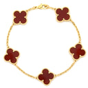 ヴァンクリーフアーペル Van Cleef & Arpels ヴィンテージアルハンブラ VCARD35500 レッド×イエローゴールド K18YG カーネリアン ブレスレット 赤 750YG 18金 カーネリアン 5モチーフ