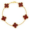 ヴァンクリーフアーペル Van Cleef & Arpels ヴィンテージアルハンブラ VCARD35500 レッド×イエローゴールド K18YG カーネリアン ブレスレット 赤 750YG 18金 カーネリアン 5モチーフ