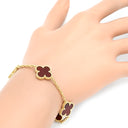 ヴァンクリーフアーペル Van Cleef & Arpels ヴィンテージアルハンブラ VCARD35500 レッド×イエローゴールド K18YG カーネリアン ブレスレット 赤 750YG 18金 カーネリアン 5モチーフ