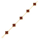 ヴァンクリーフアーペル Van Cleef & Arpels ヴィンテージアルハンブラ VCARD35500 レッド×イエローゴールド K18YG カーネリアン ブレスレット 赤 750YG 18金 カーネリアン 5モチーフ