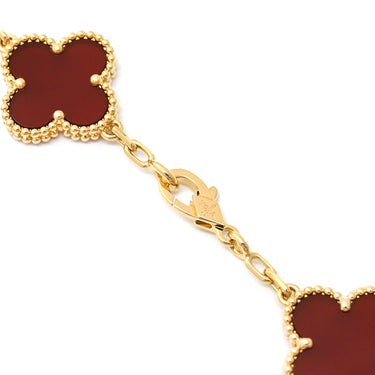 ヴァンクリーフアーペル Van Cleef & Arpels ヴィンテージアルハンブラ VCARD35500 レッド×イエローゴールド K18YG カーネリアン ブレスレット 赤 750YG 18金 カーネリアン 5モチーフ