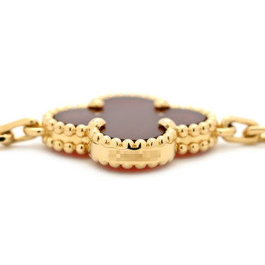 ヴァンクリーフアーペル Van Cleef & Arpels ヴィンテージアルハンブラ VCARD35500 レッド×イエローゴールド K18YG カーネリアン ブレスレット 赤 750YG 18金 カーネリアン 5モチーフ