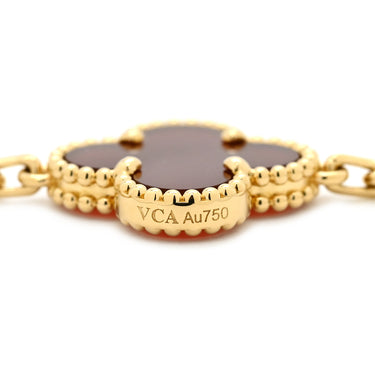 ヴァンクリーフアーペル Van Cleef & Arpels ヴィンテージアルハンブラ VCARD35500 レッド×イエローゴールド K18YG カーネリアン ブレスレット 赤 750YG 18金 カーネリアン 5モチーフ