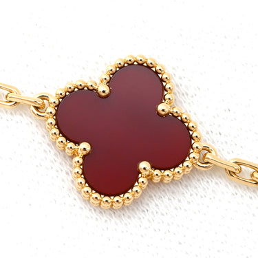 ヴァンクリーフアーペル Van Cleef & Arpels ヴィンテージアルハンブラ VCARD35500 レッド×イエローゴールド K18YG カーネリアン ブレスレット 赤 750YG 18金 カーネリアン 5モチーフ
