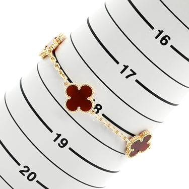 ヴァンクリーフアーペル Van Cleef & Arpels ヴィンテージアルハンブラ VCARD35500 レッド×イエローゴールド K18YG カーネリアン ブレスレット 赤 750YG 18金 カーネリアン 5モチーフ