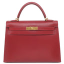 エルメス HERMES ケリー32 外縫い ヴァーミリオン ボックスカーフ 2WAYバッグ ゴールド金具 赤