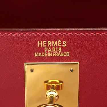 エルメス HERMES ケリー32 外縫い ヴァーミリオン ボックスカーフ 2WAYバッグ ゴールド金具 赤